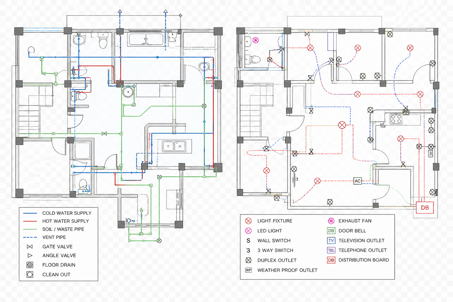 Sanitary and Electrical Drawing